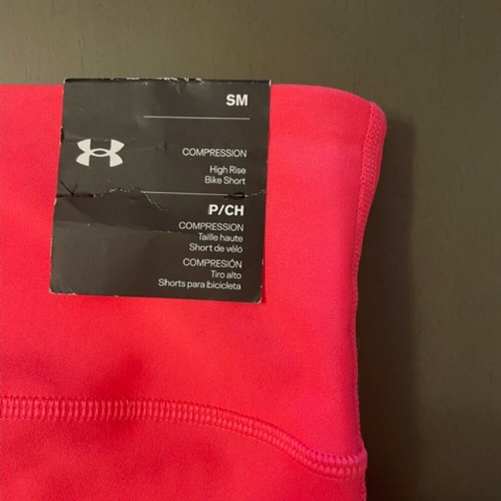 Under Armour compression High Rise women's bike shorts SM NWT bright pink - Picture 4 of 6